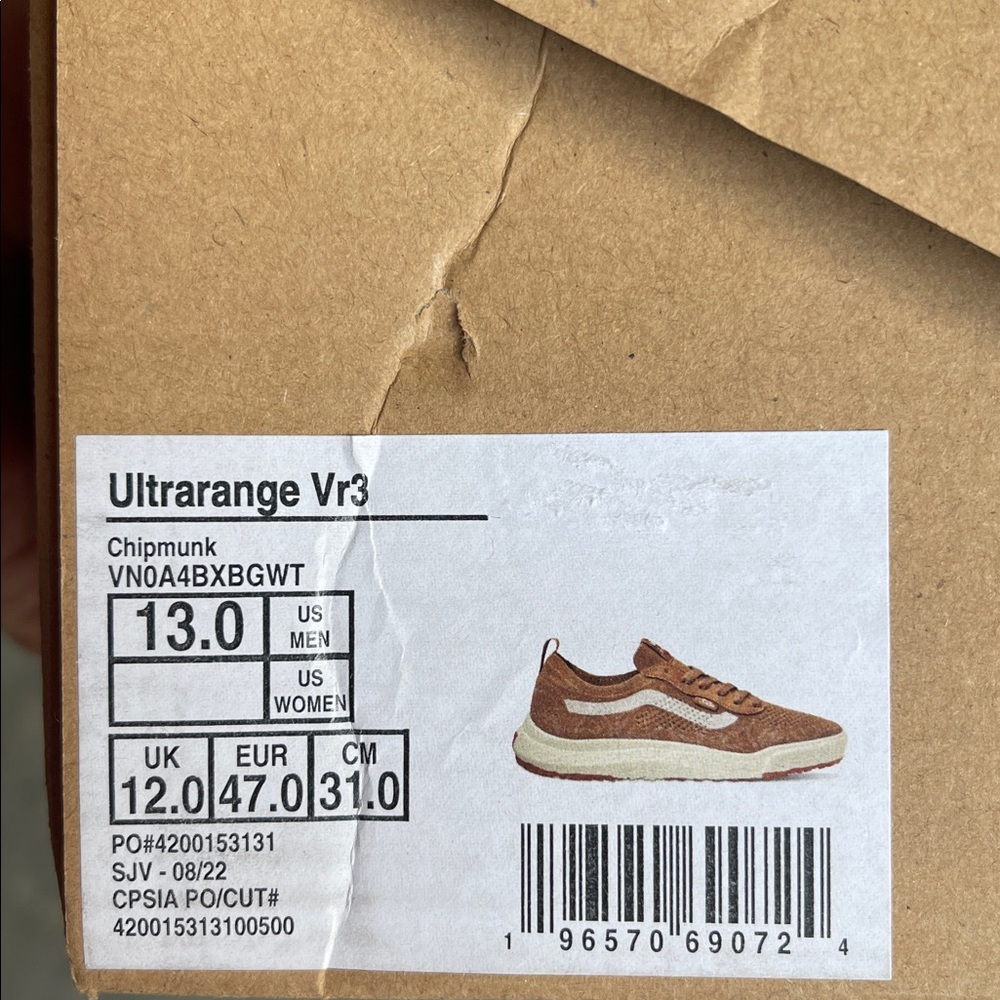 Vans Men’s Ultrarange Vr3
Chipmunk
VN0A4BXBGWT
Sneakers - Picture 16 of 16
